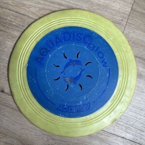 VTG Aquadisc Glow Blue Yellow Underwater Flying Disc Water Toy Pool Frisbee HTF!